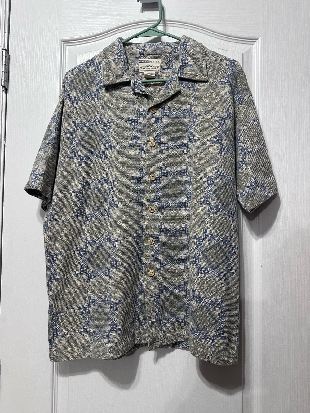 Men's Natural Issue Short-Sleeve Button-Down - Blue & Gray Tile Print